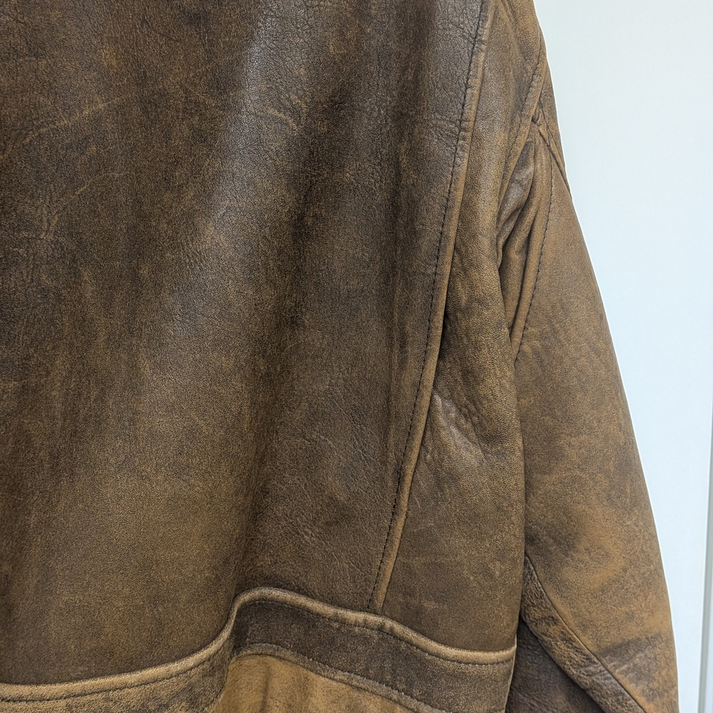 Men's Leathertown '88 Distressed Brown Leather‎ Bomber Jacket Size L/42 - Picture 9 of 16